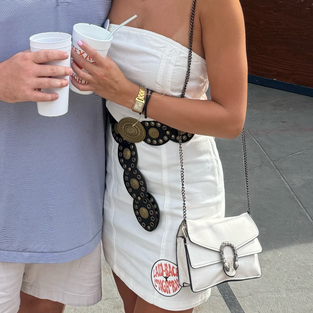 White Strapless denim Dress